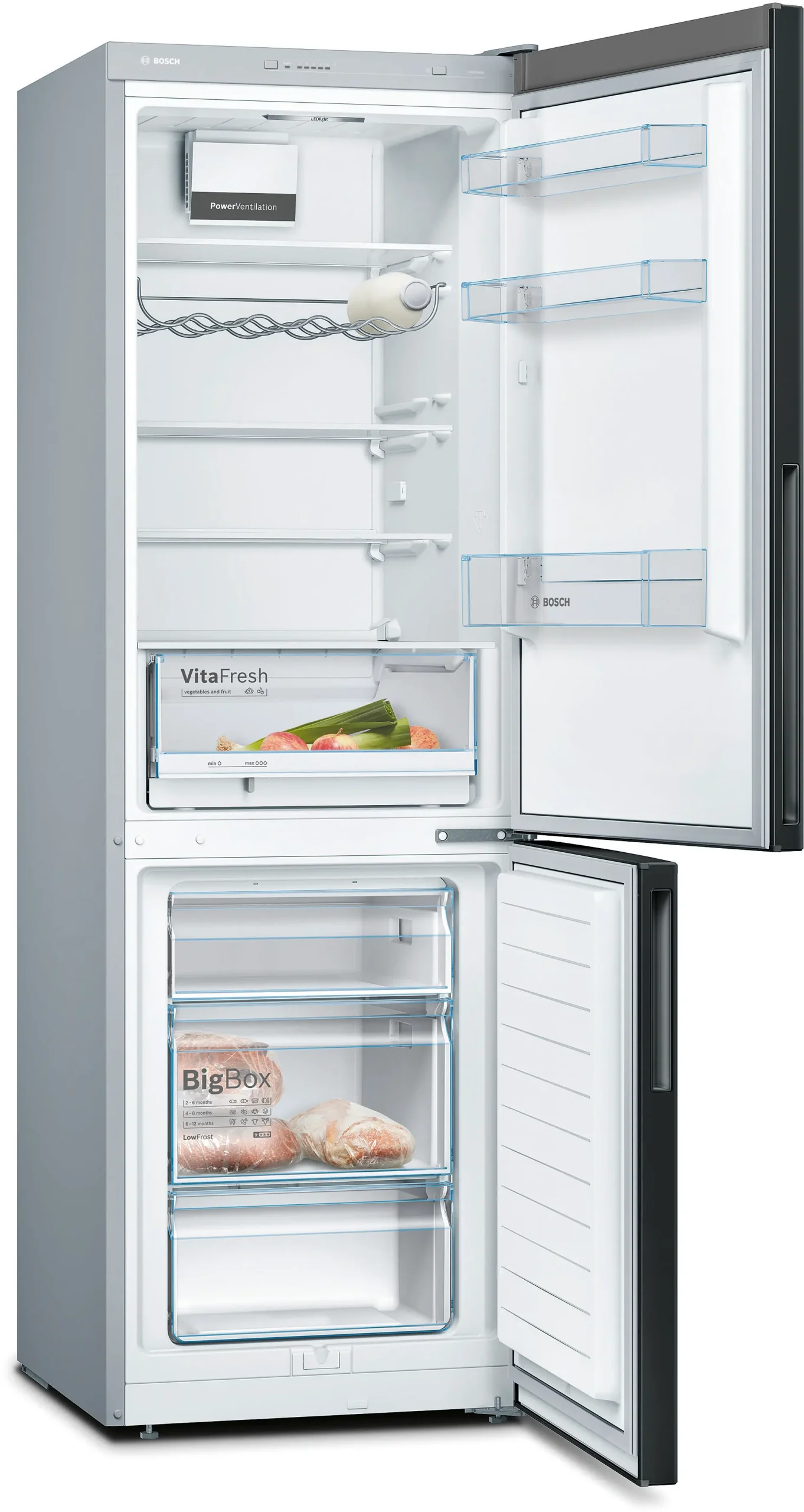 BOSCH Réfrigérateur combiné 186 x 60 cm 308l lowfrost noir - KGV36VBEAS – Image 6