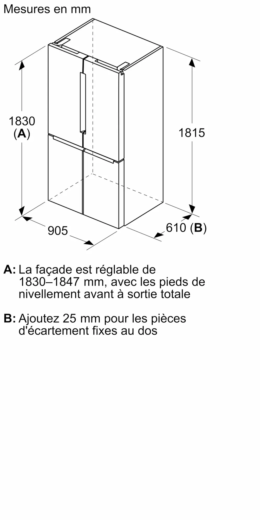 Série 4 Réfrigérateur Bosch multi-portes congélateur en bas 183 x 90.5 cm Inox – Image 3