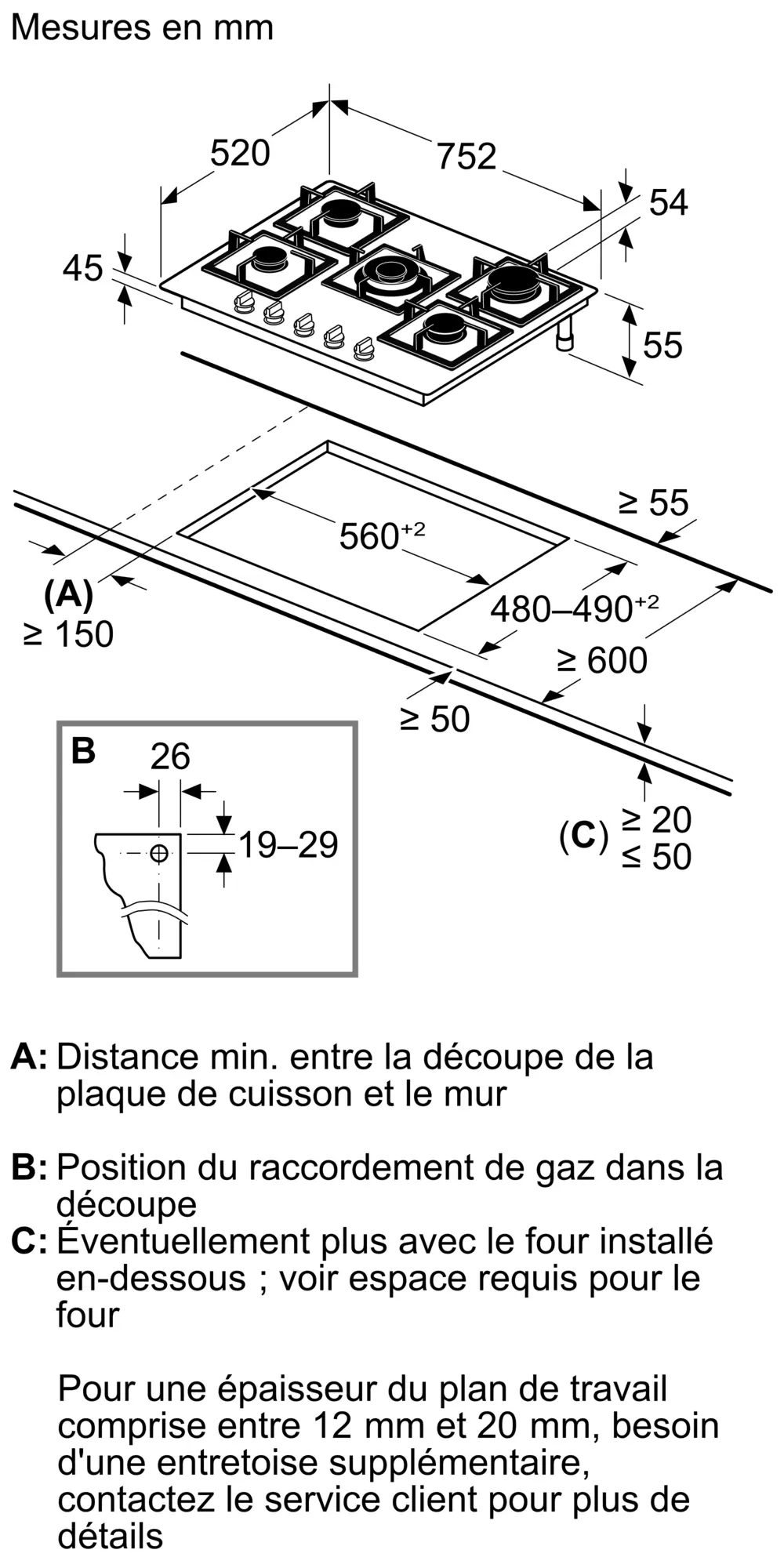 Tables de Cuisson Bosch Gaz 5 Feux Bosch PPQ7A6I40 – Image 2