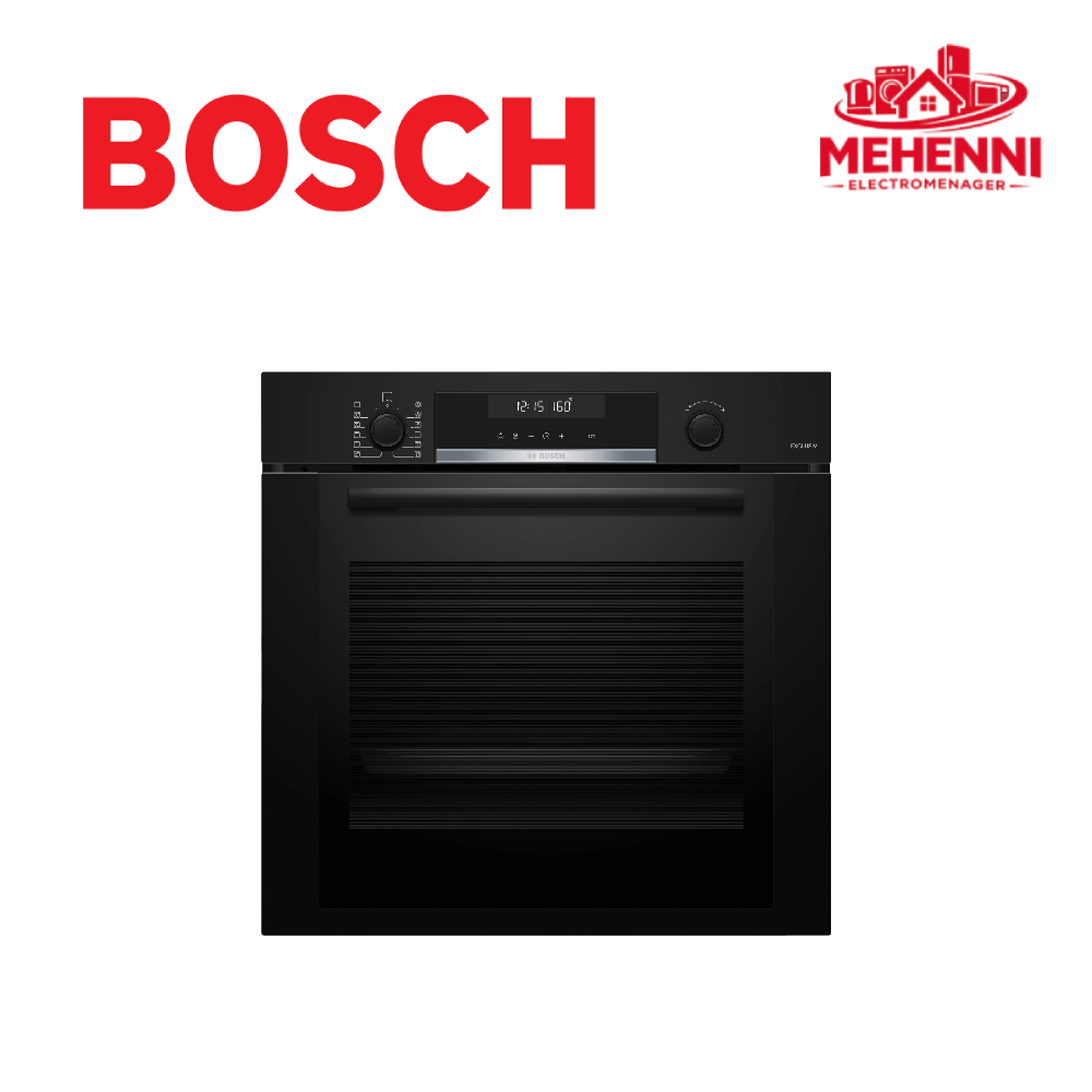 FOUR BOSCH SERIE 6 NOIR 60 x 60 CM ECO CLEAN HYDROLYSE 71L VENTILE AIR FRYER HBG536EB4