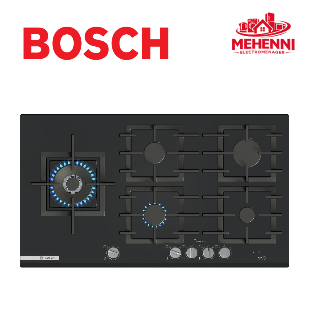 Bosch Série 8 Table gaz 90 cm Verre dur, Noir